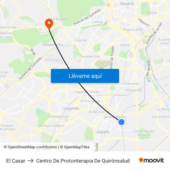 El Casar to Centro De Protonterapia De Quirónsalud map