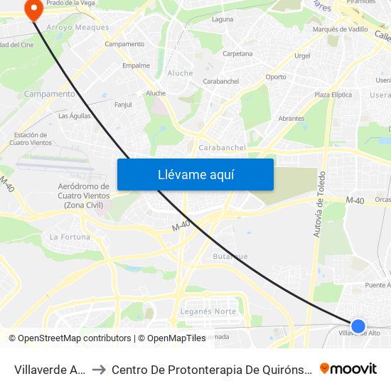 Villaverde Alto to Centro De Protonterapia De Quirónsalud map