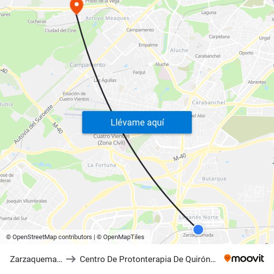 Zarzaquemada to Centro De Protonterapia De Quirónsalud map