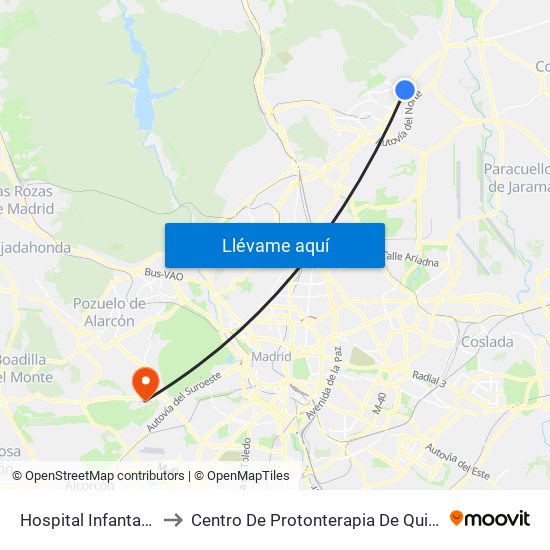 Hospital Infanta Sofía to Centro De Protonterapia De Quirónsalud map