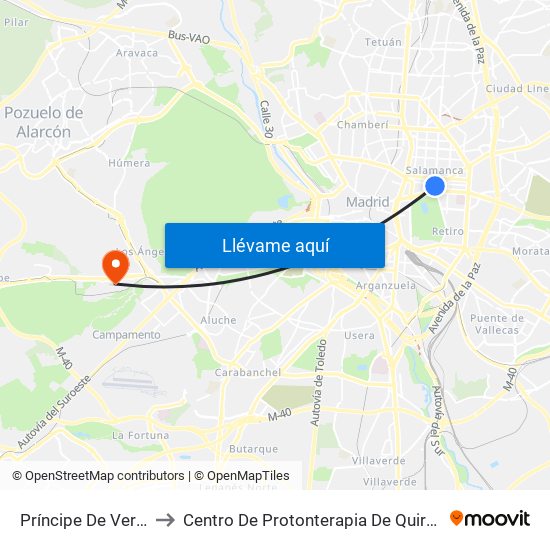 Príncipe De Vergara to Centro De Protonterapia De Quirónsalud map