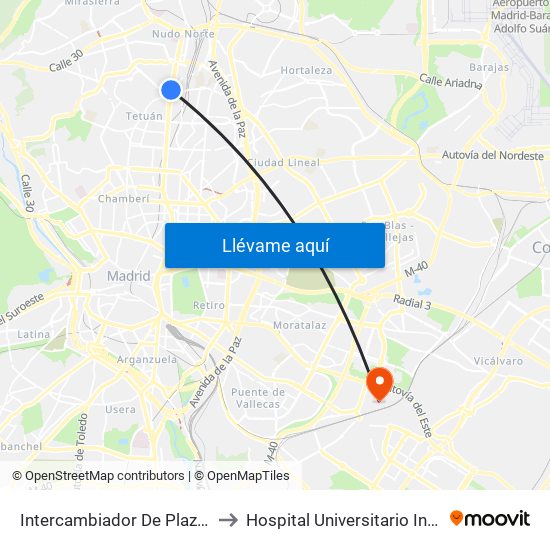 Intercambiador De Plaza De Castilla to Hospital Universitario Infanta Leonor map