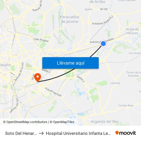 Soto Del Henares to Hospital Universitario Infanta Leonor map