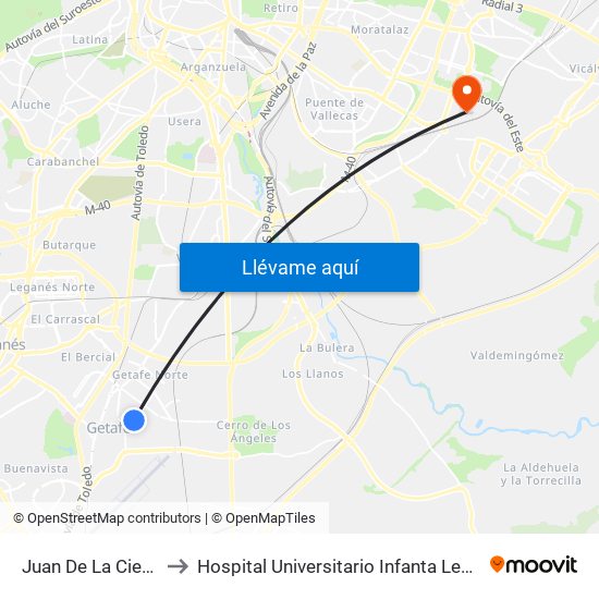 Juan De La Cierva to Hospital Universitario Infanta Leonor map