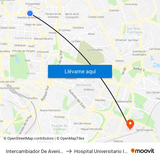 Intercambiador De Avenida De América to Hospital Universitario Infanta Leonor map