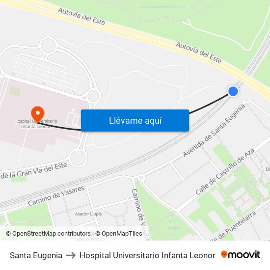 Santa Eugenia to Hospital Universitario Infanta Leonor map