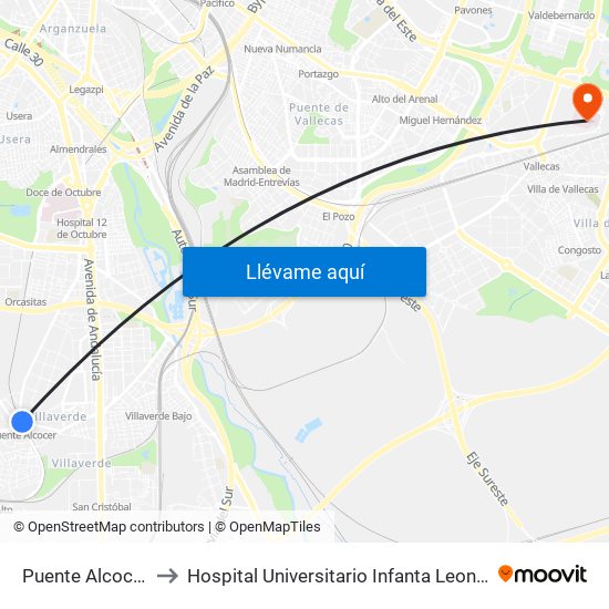 Puente Alcocer to Hospital Universitario Infanta Leonor map