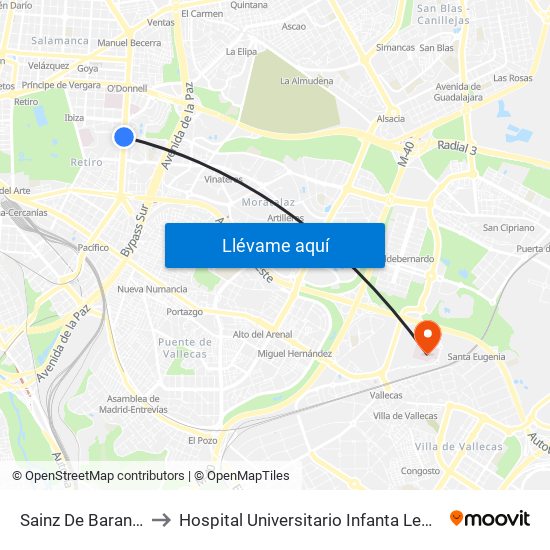 Sainz De Baranda to Hospital Universitario Infanta Leonor map