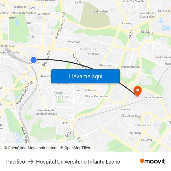 Pacífico to Hospital Universitario Infanta Leonor map