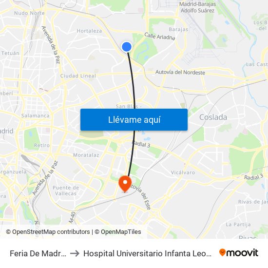 Feria De Madrid to Hospital Universitario Infanta Leonor map