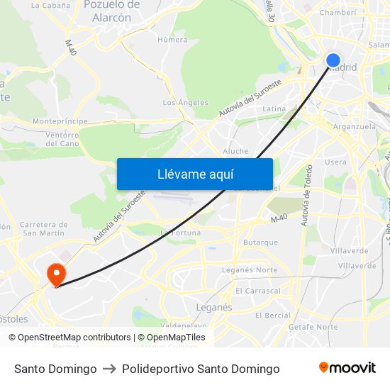 Santo Domingo to Polideportivo Santo Domingo map