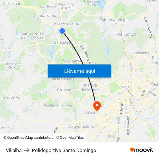 Villalba to Polideportivo Santo Domingo map