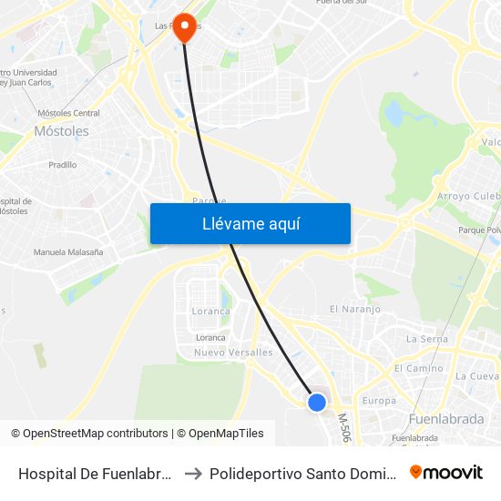 Hospital De Fuenlabrada to Polideportivo Santo Domingo map