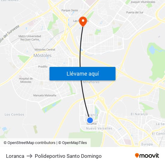 Loranca to Polideportivo Santo Domingo map
