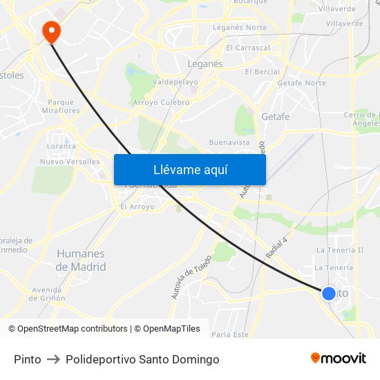Pinto to Polideportivo Santo Domingo map