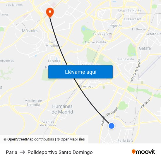 Parla to Polideportivo Santo Domingo map