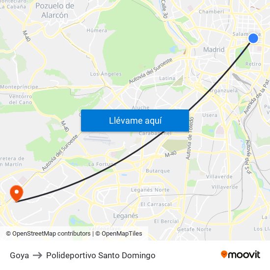 Goya to Polideportivo Santo Domingo map