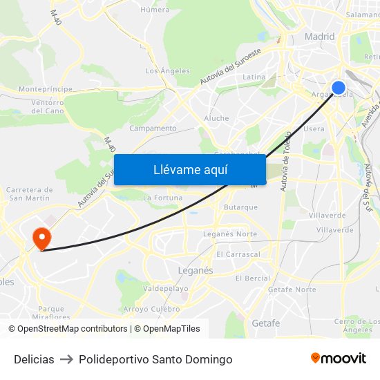 Delicias to Polideportivo Santo Domingo map