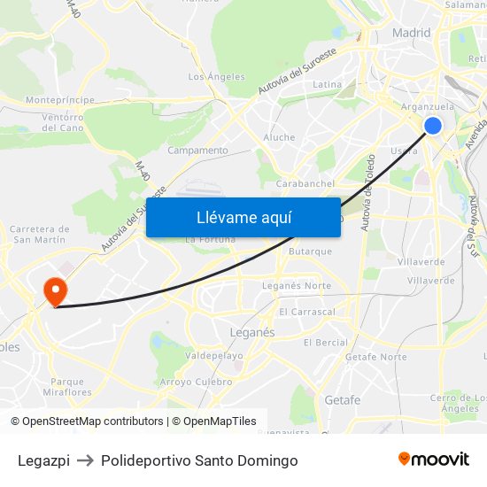 Legazpi to Polideportivo Santo Domingo map