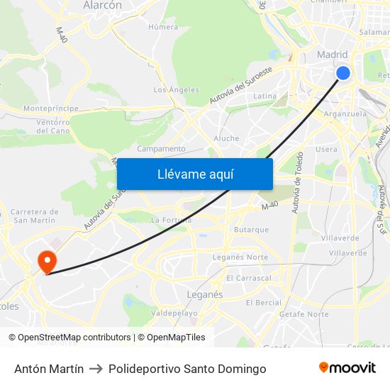 Antón Martín to Polideportivo Santo Domingo map
