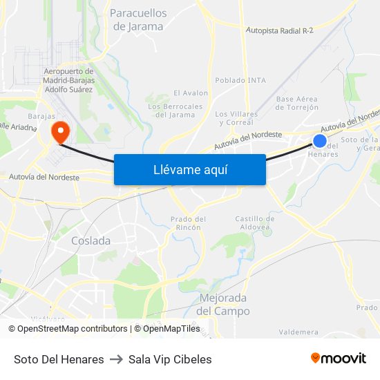 Soto Del Henares to Sala Vip Cibeles map