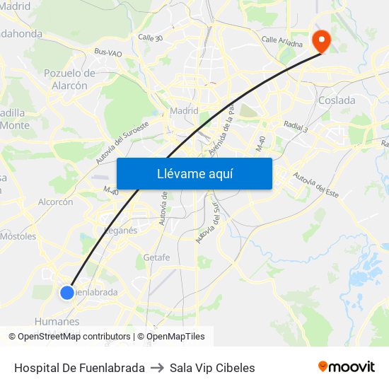 Hospital De Fuenlabrada to Sala Vip Cibeles map