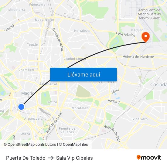 Puerta De Toledo to Sala Vip Cibeles map