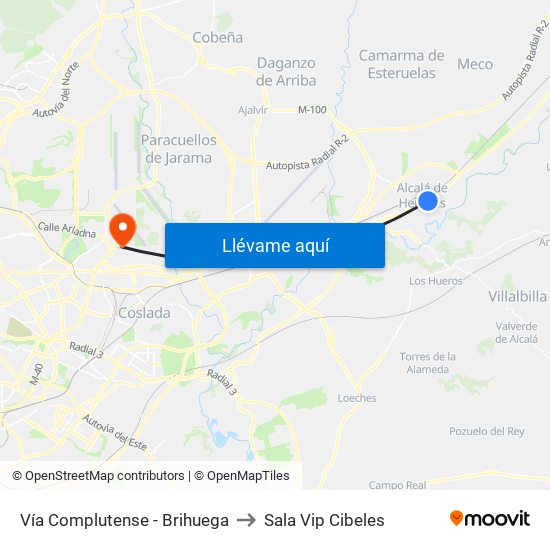 Vía Complutense - Brihuega to Sala Vip Cibeles map