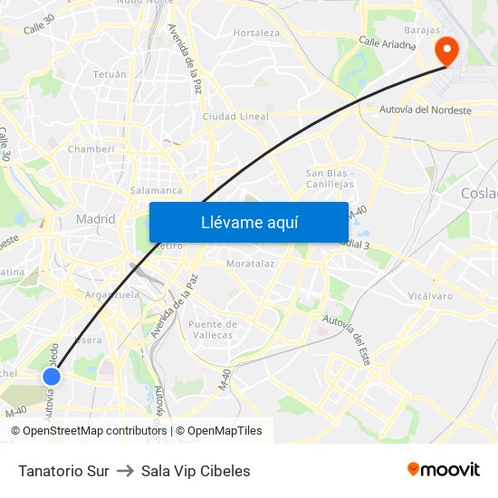 Tanatorio Sur to Sala Vip Cibeles map