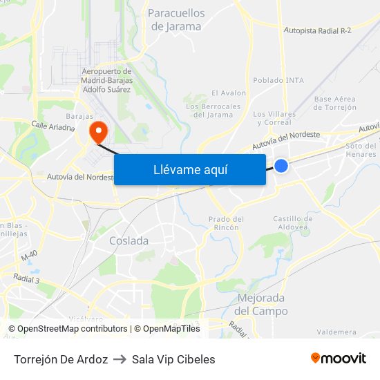 Torrejón De Ardoz to Sala Vip Cibeles map