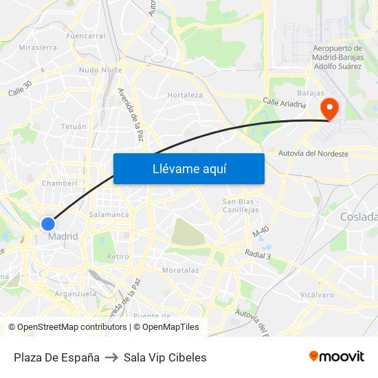 Plaza De España to Sala Vip Cibeles map