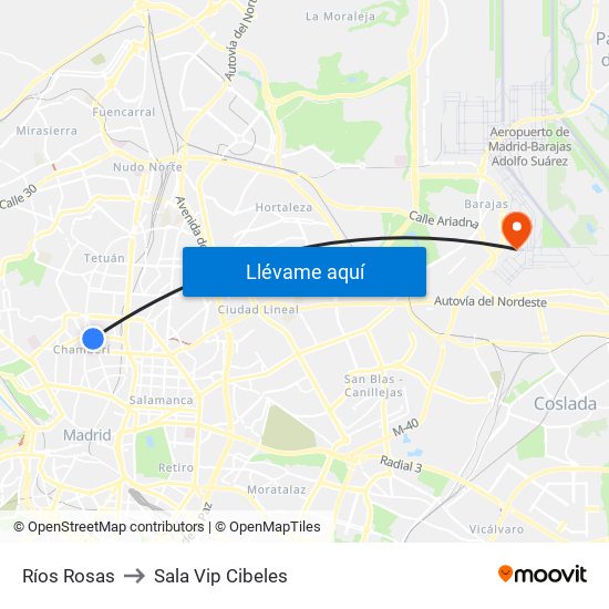 Ríos Rosas to Sala Vip Cibeles map