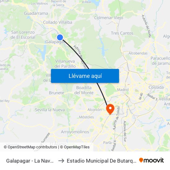 Galapagar - La Navata to Estadio Municipal De Butarque map