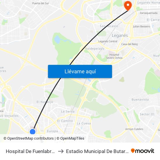 Hospital De Fuenlabrada to Estadio Municipal De Butarque map