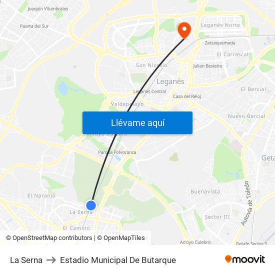La Serna to Estadio Municipal De Butarque map