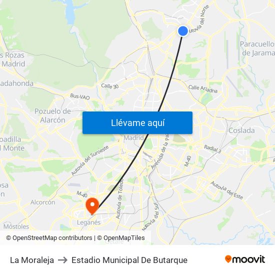 La Moraleja to Estadio Municipal De Butarque map