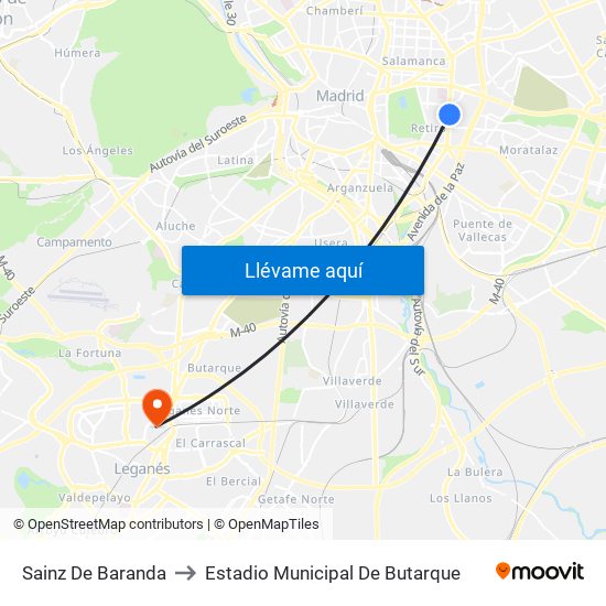 Sainz De Baranda to Estadio Municipal De Butarque map