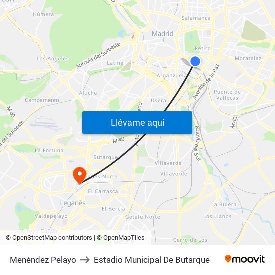Menéndez Pelayo to Estadio Municipal De Butarque map