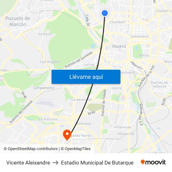 Vicente Aleixandre to Estadio Municipal De Butarque map