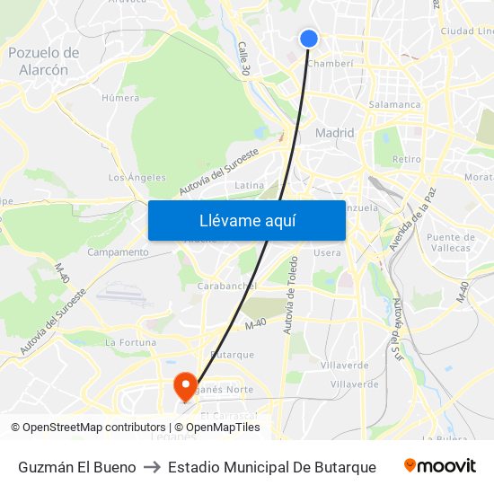 Guzmán El Bueno to Estadio Municipal De Butarque map