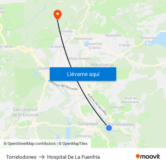 Torrelodones to Hospital De La Fuenfría map