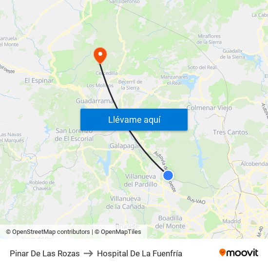 Pinar De Las Rozas to Hospital De La Fuenfría map
