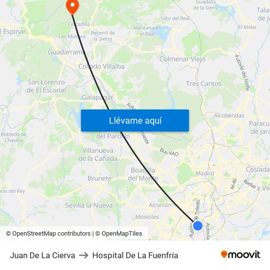 Juan De La Cierva to Hospital De La Fuenfría map