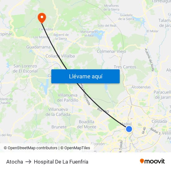 Atocha to Hospital De La Fuenfría map