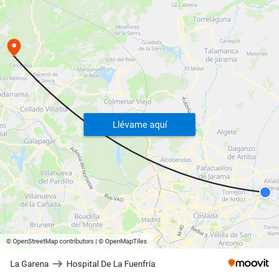 La Garena to Hospital De La Fuenfría map