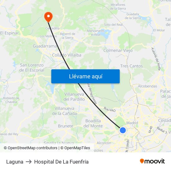 Laguna to Hospital De La Fuenfría map