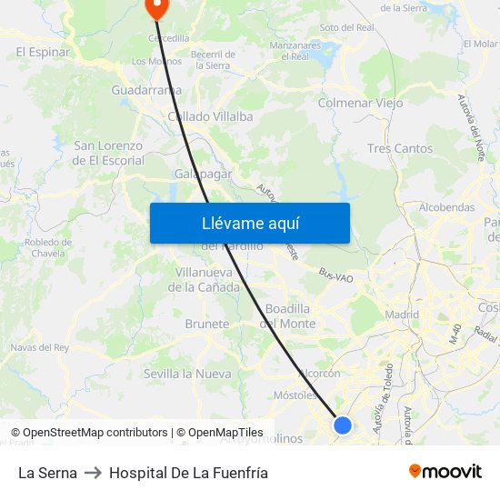 La Serna to Hospital De La Fuenfría map