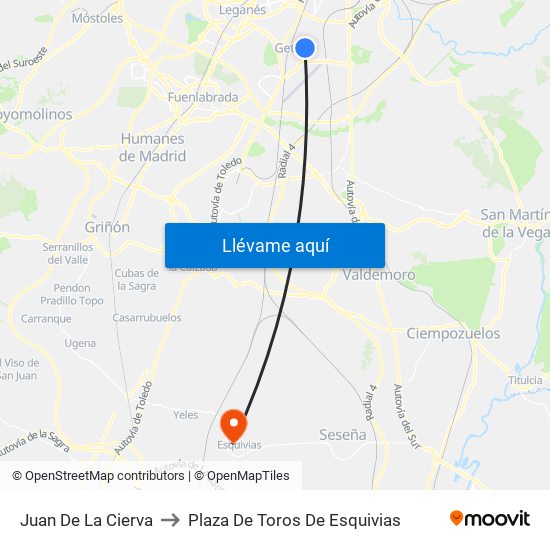 Juan De La Cierva to Plaza De Toros De Esquivias map
