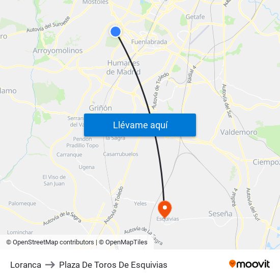 Loranca to Plaza De Toros De Esquivias map