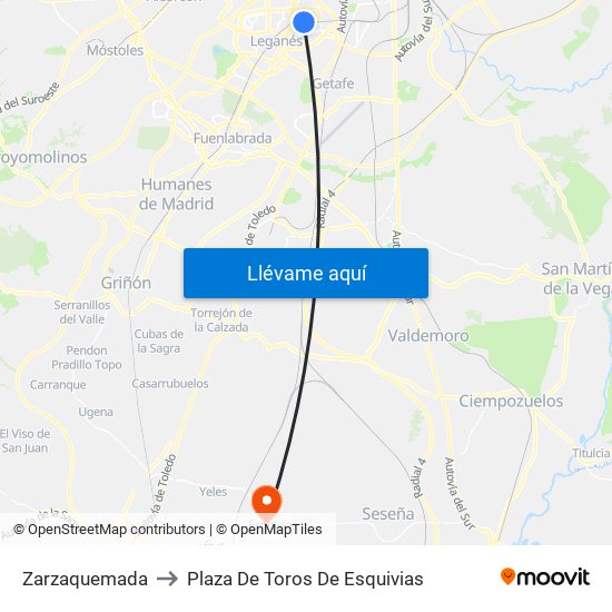 Zarzaquemada to Plaza De Toros De Esquivias map